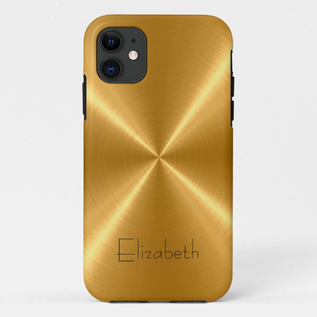 Capa Para iPhone 11 Metal de aço inoxidável Dourado (Verso)