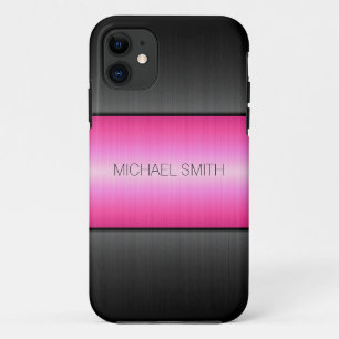 Capa Para iPhone 11 Metal de aço inoxidável, rosa e preto