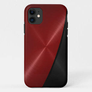 Capa Para iPhone 11 Metal de aço inoxidável vermelho e preto