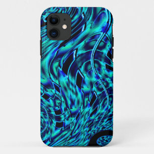 Capa Para iPhone 11 Metallic and crooked illusion, blue to green image