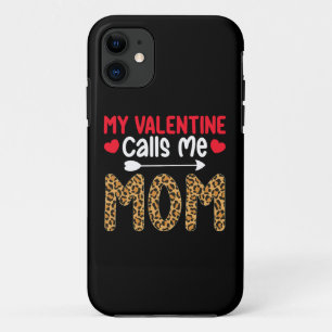 Capa Para iPhone 11 Meu Valentim Me Chama de Mãe Leopardo Xadrez de Bú
