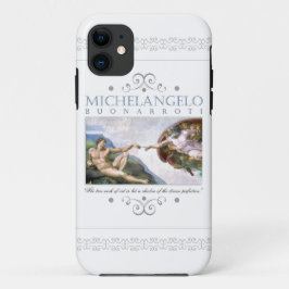 Capa Para iPhone 11 Michelangelo Criação de Homem de Pintura com Citaç
