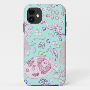 Capa Para iPhone 11 Microbiologia no azul