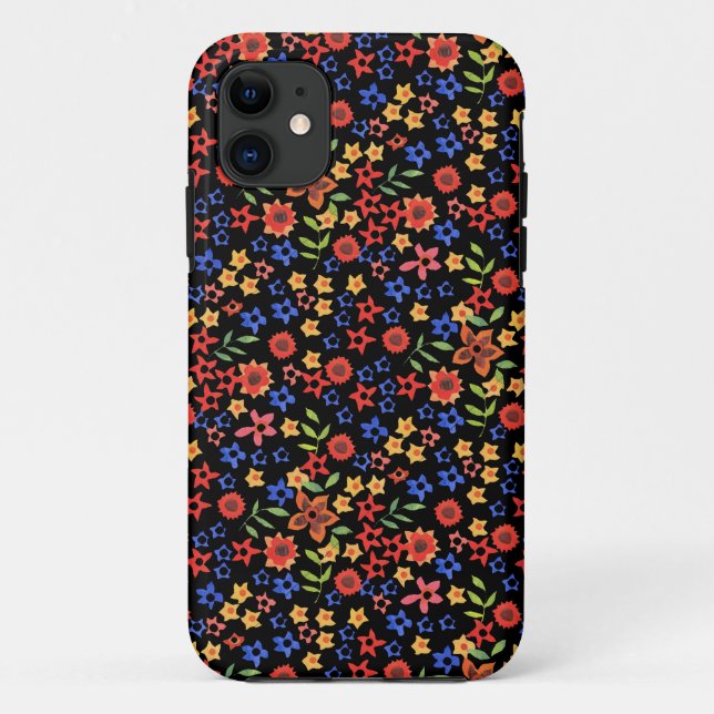 Capa Para iPhone 11 Miniimpressão Floral Retroativa Maleta Personaliza (Verso)