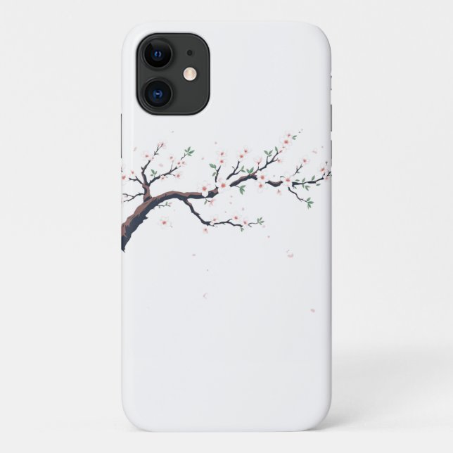 Capa Para iPhone 11 Minimal Japanese Tree Branch (Verso)