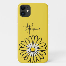 Capa Para iPhone 11 Minimalist Modern Elegant Daisy flower and text