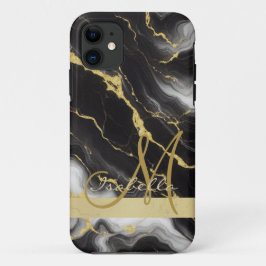Capa Para iPhone 11 Mínimo Mínimo Personalista Dourado Marble Preto