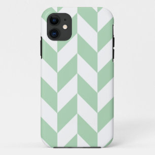 Capa Para iPhone 11 Mint Green Herringbone Pattern