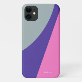 Capa Para iPhone 11 Minta vibrante moderna, roxa e geométrica rosa