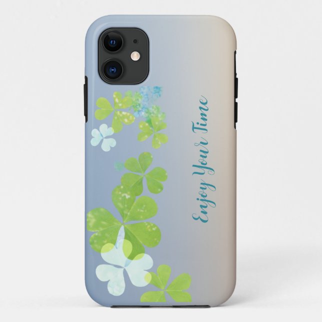 Capa Para iPhone 11 Minúsculo iPhon floral verde moderno (Verso)