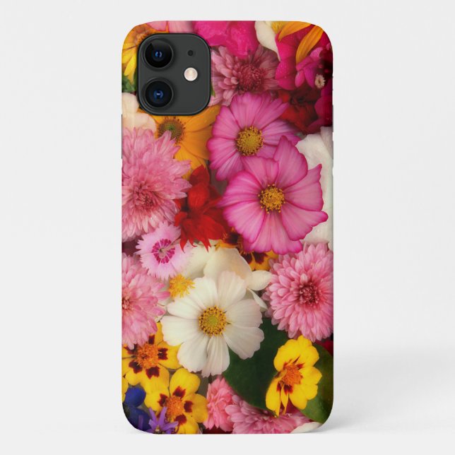 Capa Para iPhone 11 Mistura de Flores Decorativas (Verso)