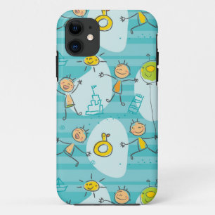 Capa Para iPhone 11 Miúdos bonitos que jogam no teste padrão da prai