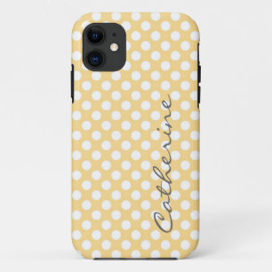 Capa Para iPhone 11 Moça, bolinhas amarelas modernas, personalizadas