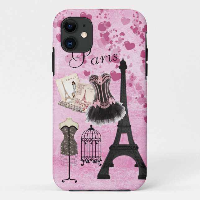 Capa Para iPhone 11 Moda Chic Girly Pink Paris (Verso)