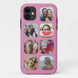 Capa Para iPhone 11 Modelo de Colagem de Fotografias Quadradas Cor-de-