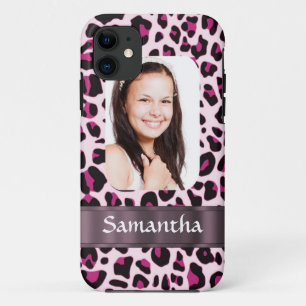 Capa Para iPhone 11 Modelo de fotografia de leopardo rosa