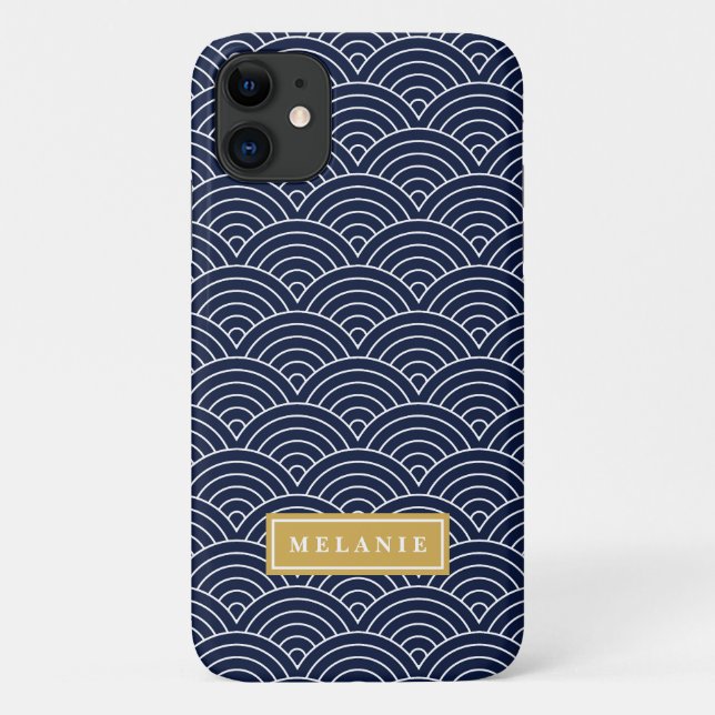 Capa Para iPhone 11 Modelo do Dourada do Padrão de Onda do Círculo do  (Verso)