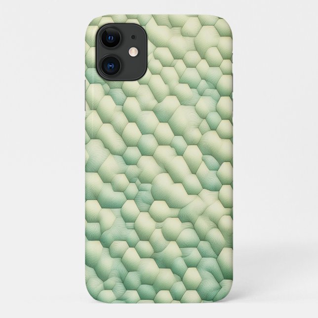 Capa Para iPhone 11 Modern Organic Geometric Hexagons - Elegant Mint & (Verso)