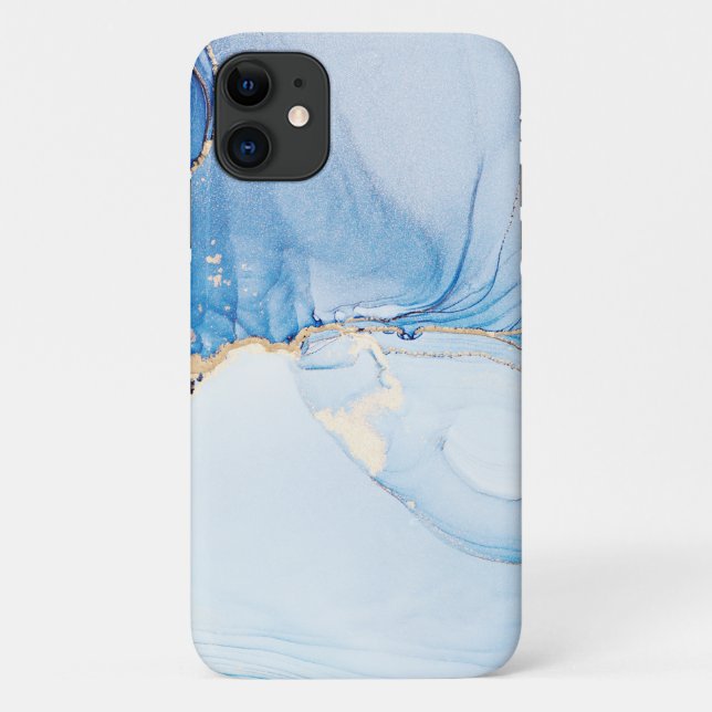 Capa Para iPhone 11 Modern Stone Dusty Blue Marble (Verso)