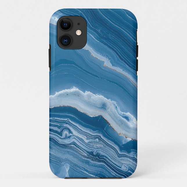Capa Para iPhone 11 Modern Stone Dusty Blue Marble (Verso)