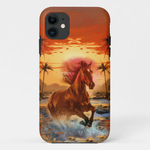 CAPA PARA iPhone 11 MODERNA TENDÊNCIA CORRENTE DE CAVALO NO LAGO SUNSE