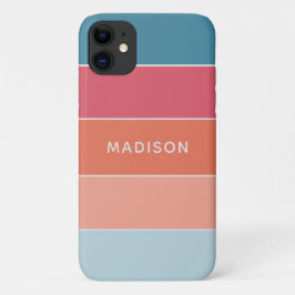 Capa Para iPhone 11 Moderno Colorido Bloco de Cores Nome Personalizado