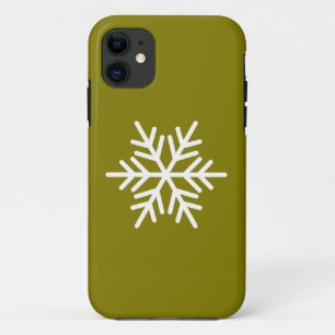Capa Para iPhone 11 Moderno Floco de Neve Nórdico Branco em Oliva Dour