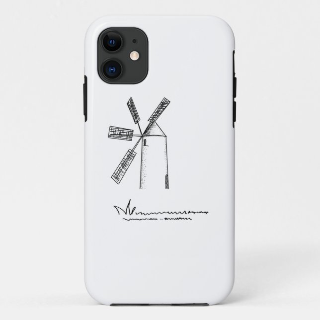 Capa Para iPhone 11 moinho em fundo branco (Verso)