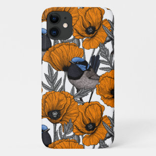Capa Para iPhone 11 Moinhos de fada e flores de papoila laranja 2
