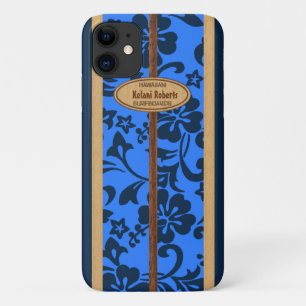Capa Para iPhone 11 Mokuleia Hawaiai Faux Wood Monograma Surfboard