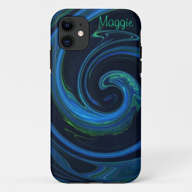 Capa Para iPhone 11 Molten Malachite Azurite Abstrato Wave (Verso)