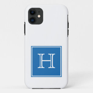 Capa Para iPhone 11 Monograma ao quadrado azul