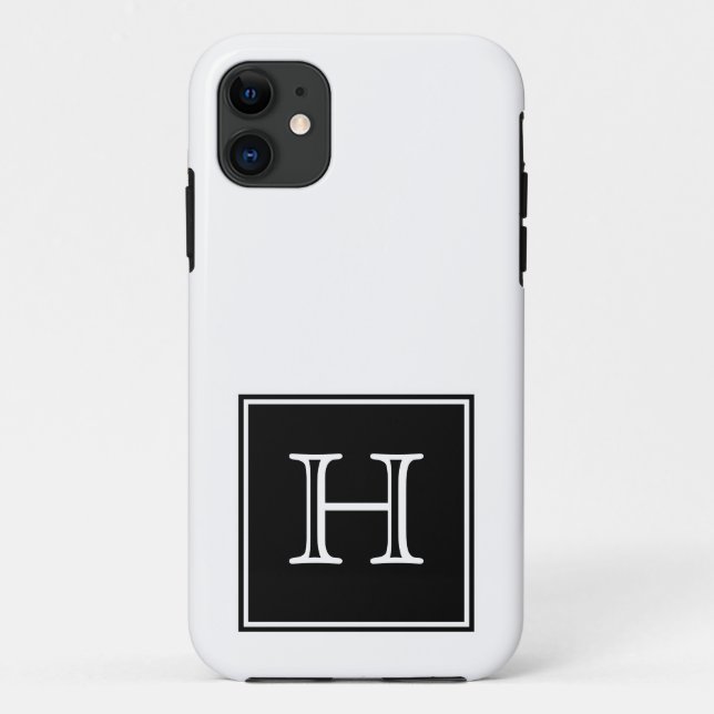 Capa Para iPhone 11 Monograma ao quadrado preto (Verso)