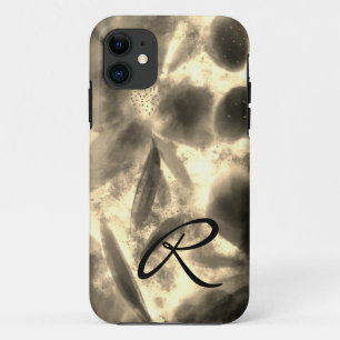 Capa Para iPhone 11 Monograma Aquarela e Espumante Dourado