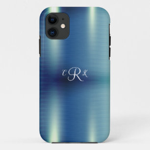Capa Para iPhone 11 Monograma Azul Floral Girassol