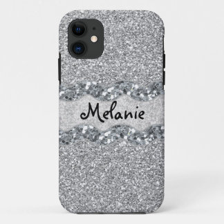 Capa Para iPhone 11 Monograma Brac de Brilho de Prata