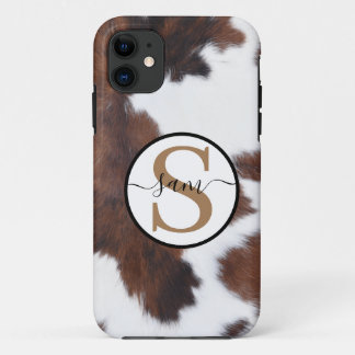 Capa Para iPhone 11 Monograma Branco castanho-branco