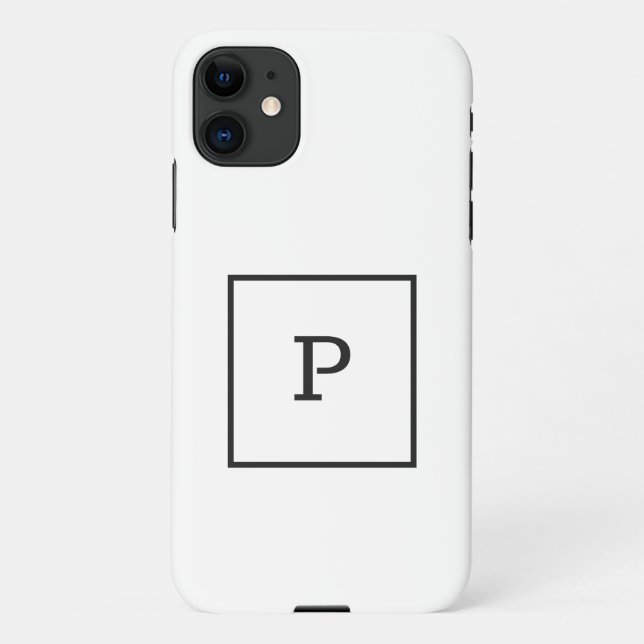 Capa Para iPhone 11 MONOGRAMA BRANCO PRETO SIMPLES Ca PERSONALIZADA (Verso)