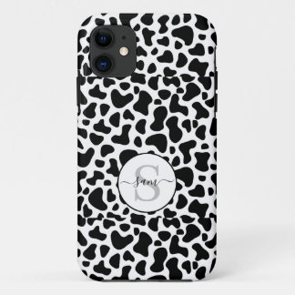 Capa Para iPhone 11 Monograma branco preto-vaca