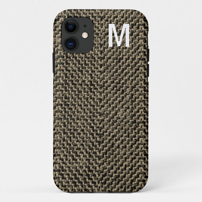 Capa Para iPhone 11 Monograma Brown Tweed iPhone 5 Case (Verso)