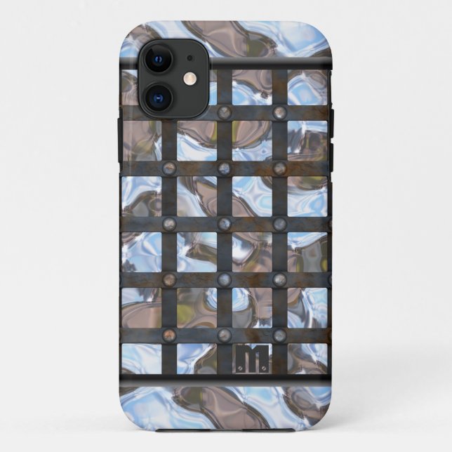 Capa Para iPhone 11 Monograma Chic Moderno de Vicegate (Verso)