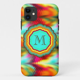 Capa Para iPhone 11 Monograma Colorido e Divertido de Arco-Íris