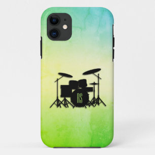 Capa Para iPhone 11 Monograma Conjunto de Tambores Verde
