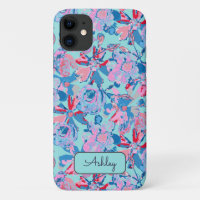 Monograma Cor-de-Rosa Azul Pintado com Mão Negra