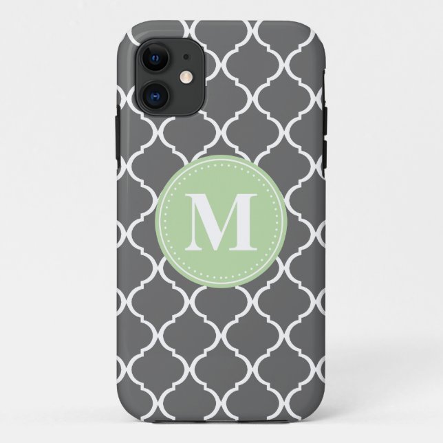 Capa Para iPhone 11 Monograma da Casa de cinza marroquina (Verso)