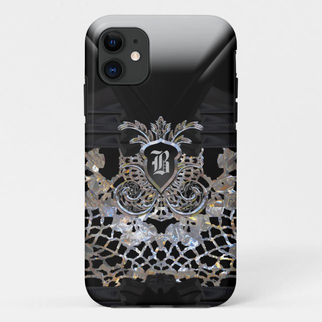 Capa Para iPhone 11 Monograma da Menina Elegante do Partido Lunar (Verso)