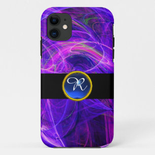 CAPA PARA iPhone 11 MONOGRAMA DA PEDRA DE PEDRA AZUL DE FOTÃO LOUCO