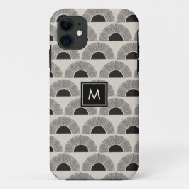 Capa Para iPhone 11 Monograma de Abstrato de Arte Moderna em Preto e b