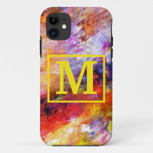 Capa Para iPhone 11 Monograma de Abstrato Vermelho Dourado