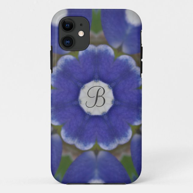 Capa Para iPhone 11 Monograma de Bluebonnet (Verso)